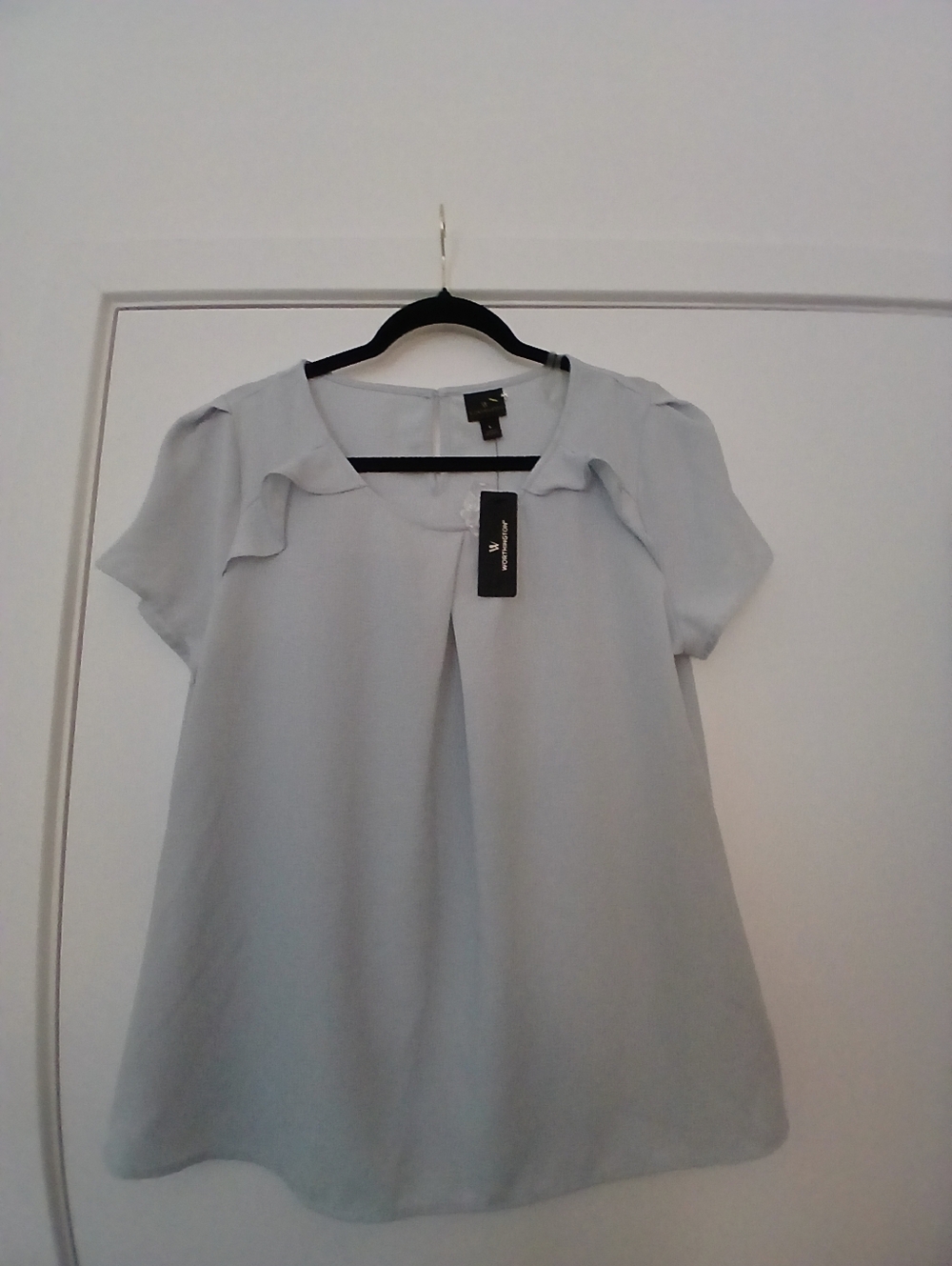 Ava & Viv Light BlueRuffle Sleeve Blouse